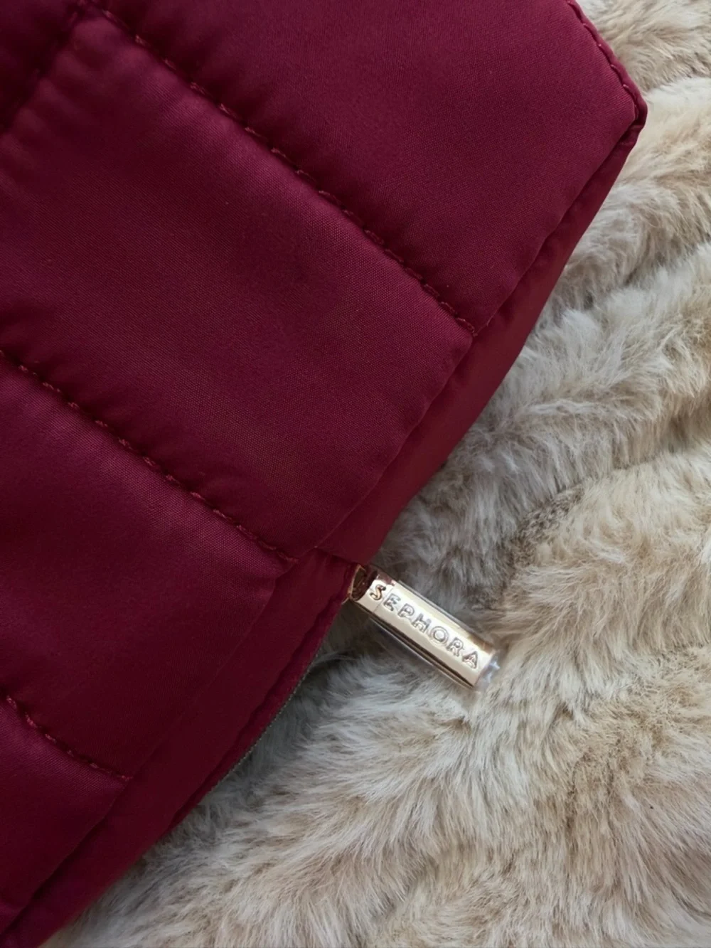 Sephora Quilted Raspberry Cosmetic Pouch - Picture 2 of 2